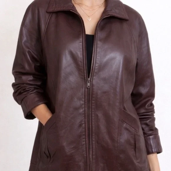 Vintage Brown Leather Jacket Women’s Small Made USA Zip Front Vericci - Picture 1 of 7